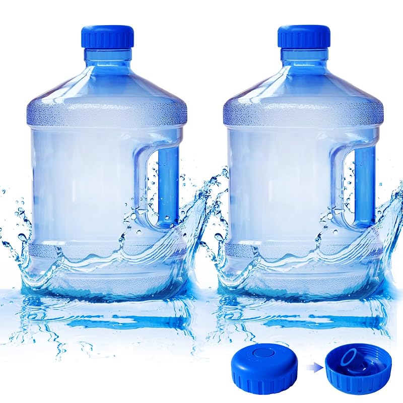 1 Gallon Water Bottle Twin Pack with Screw Cap and Handle