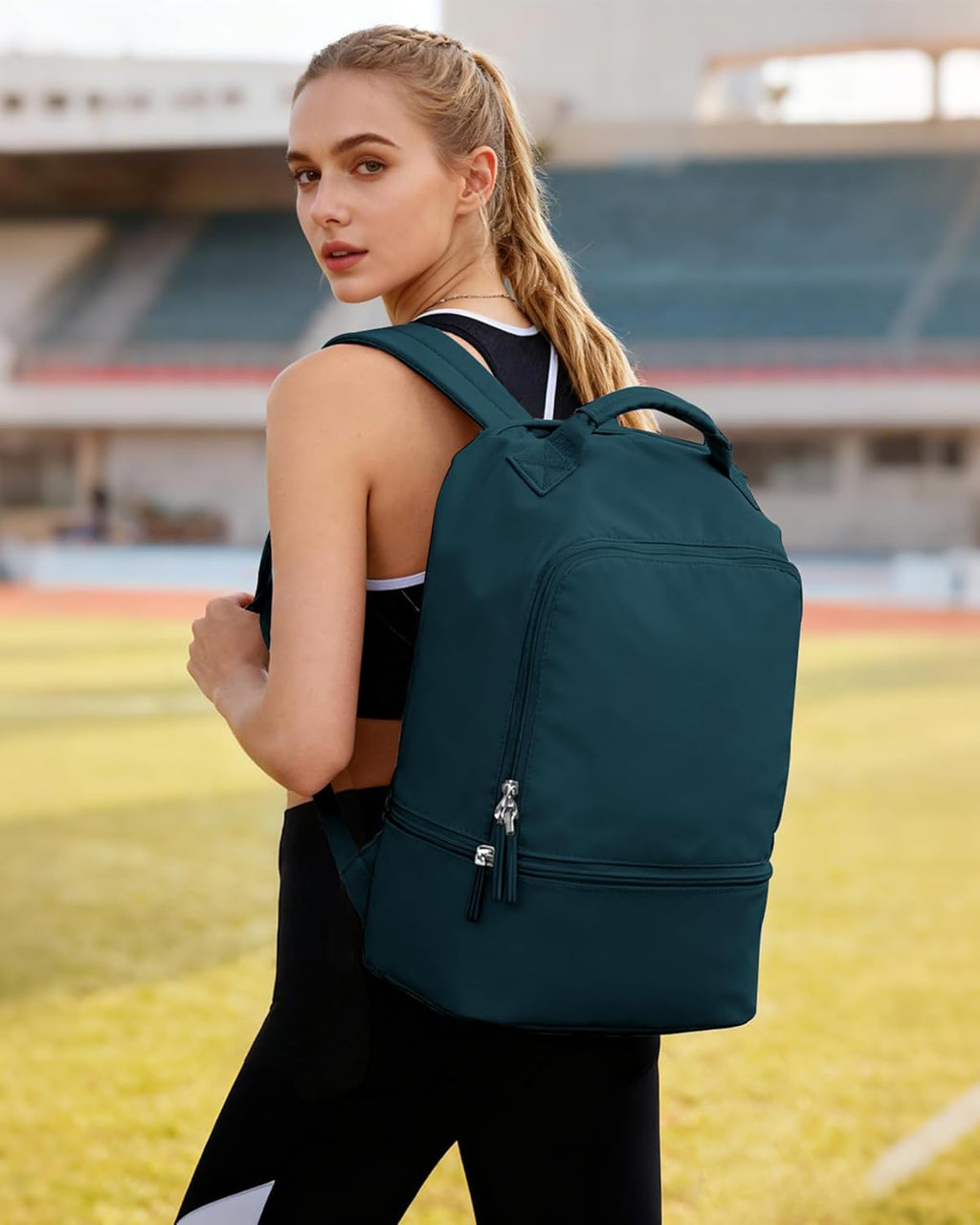 Skiennix Gym Backpack for Women - Water-Resistant Lightweight Sports Bag with Shoe Compartment | Blue