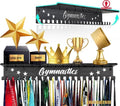 iBobbish Metal Medal Hanger Display,Non-Slip Trophy Shelf with 20 Hooks,Wall Mount,Heavy Duty,Non-Bent,Holds 22-33lbs,for Gymnastics,Race,Soccer,Swim