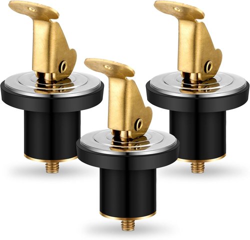 MorningRo Brass & Stainless Steel Baitwell Drain Plug - 3 Pcs Snap Lock for Boats & Kayaks