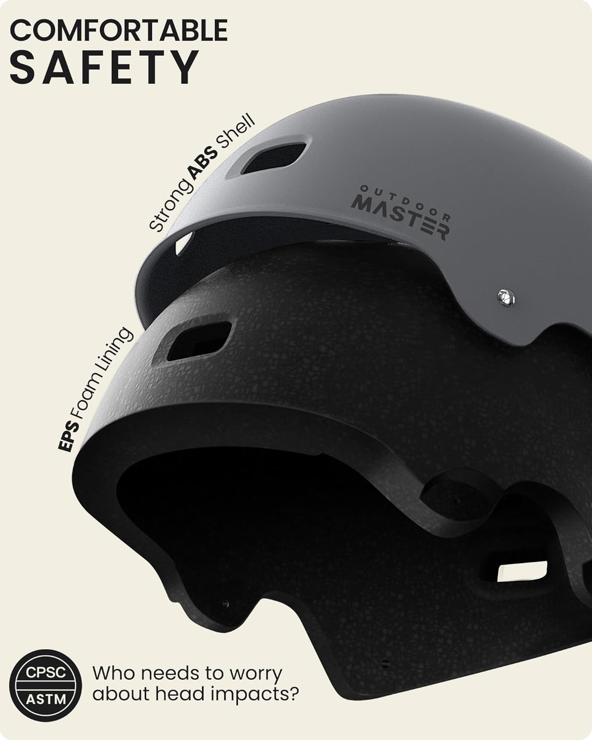 OutdoorMaster Skateboard Cycling Helmet - Snug Fit for Adults, Youth & Kids | Ventilated Multi-Sport Design