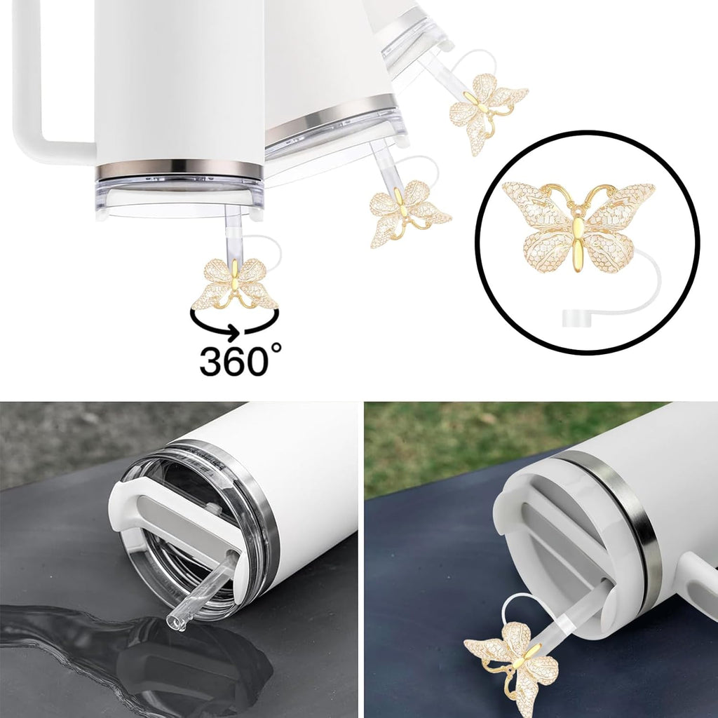 Stanley Cup Accessories - Cute Bling Straw Cover Caps | Reusable 10mm Straw Protectors for 30 & 40 oz Tumblers