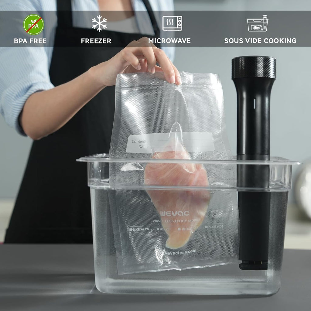 Wevac Vacuum Sealer Bags - Heavy Duty 6" x 10" Precut, 200 Count with Liquid Block & Bone Guard