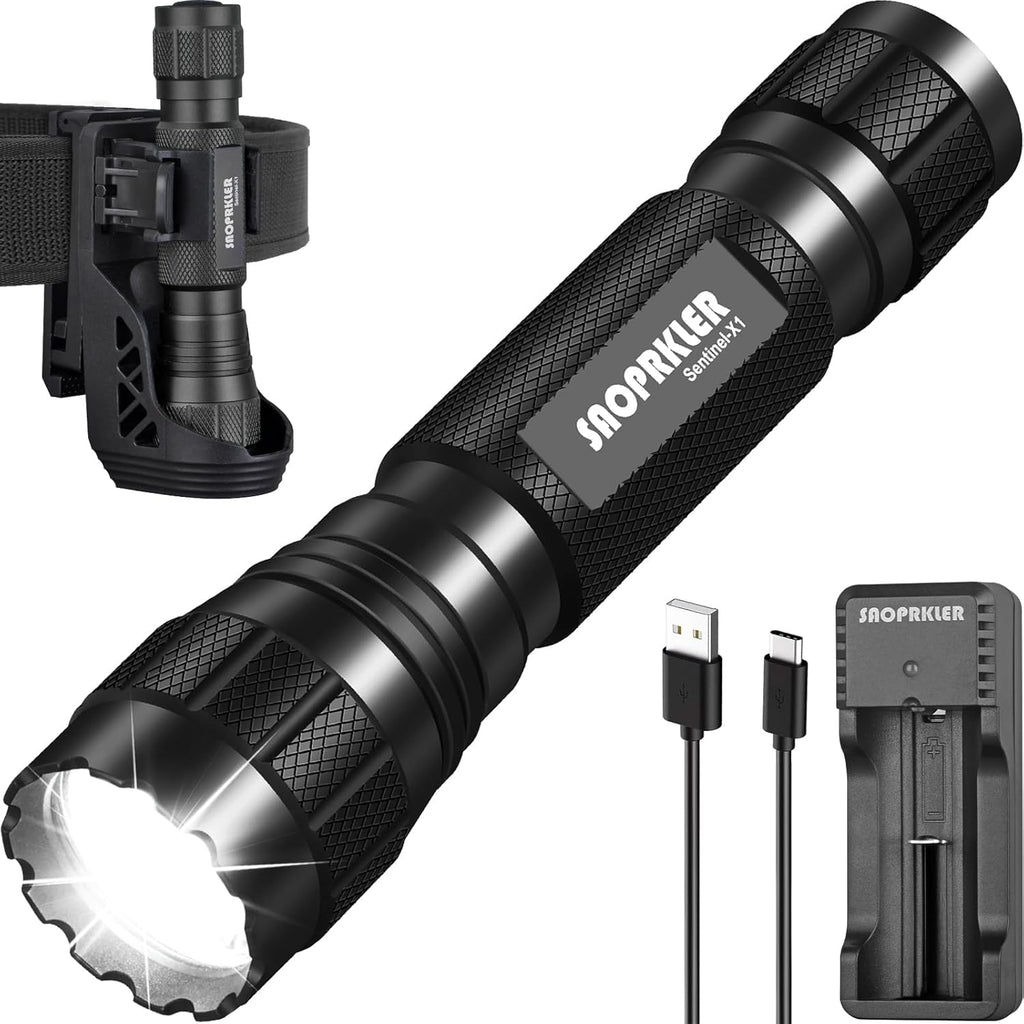 Sentinel-X1 Tactical Flashlight - 1200 Lumen LED with Holster for Duty Belt | Ideal for Camping & Law Enforcement
