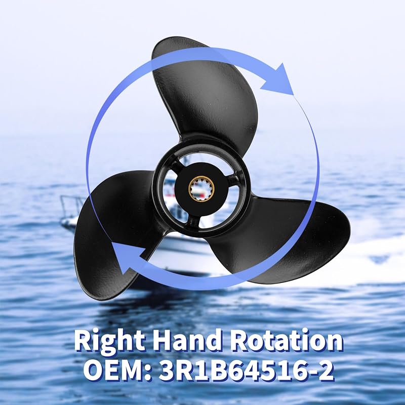 Outboard Propeller 7.8x8 RH Aluminum 3-Blade 12-Spline for 4-6HP Tohatsu Mercury Nissan