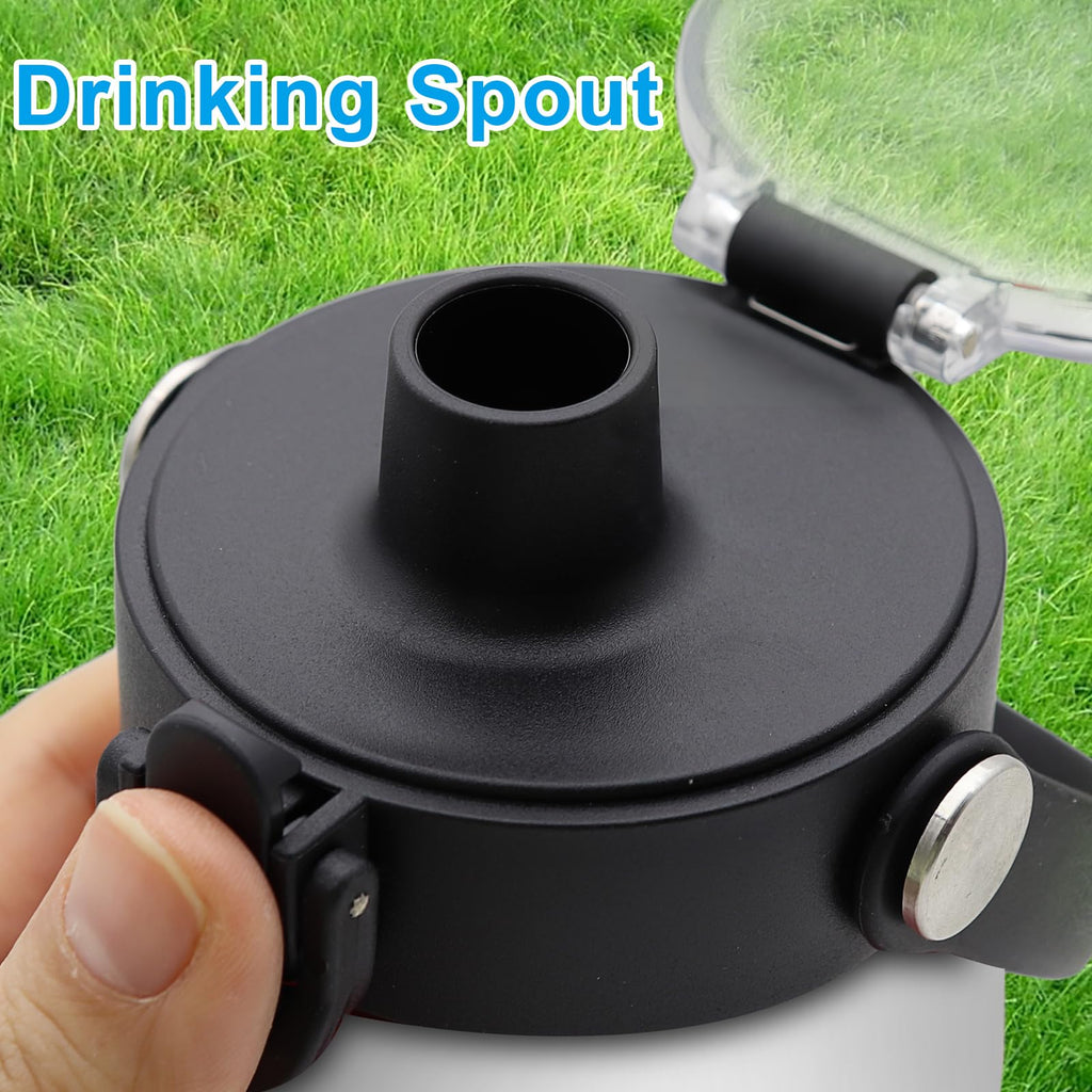 Auto Flip Lid for Hydro Flask Wide Mouth 2 Pack, Great Spout Lid with Handle for 32 oz, 40 oz, Replacement Cap, Top Accessories for Wide Mouth Water Bottles (Black)