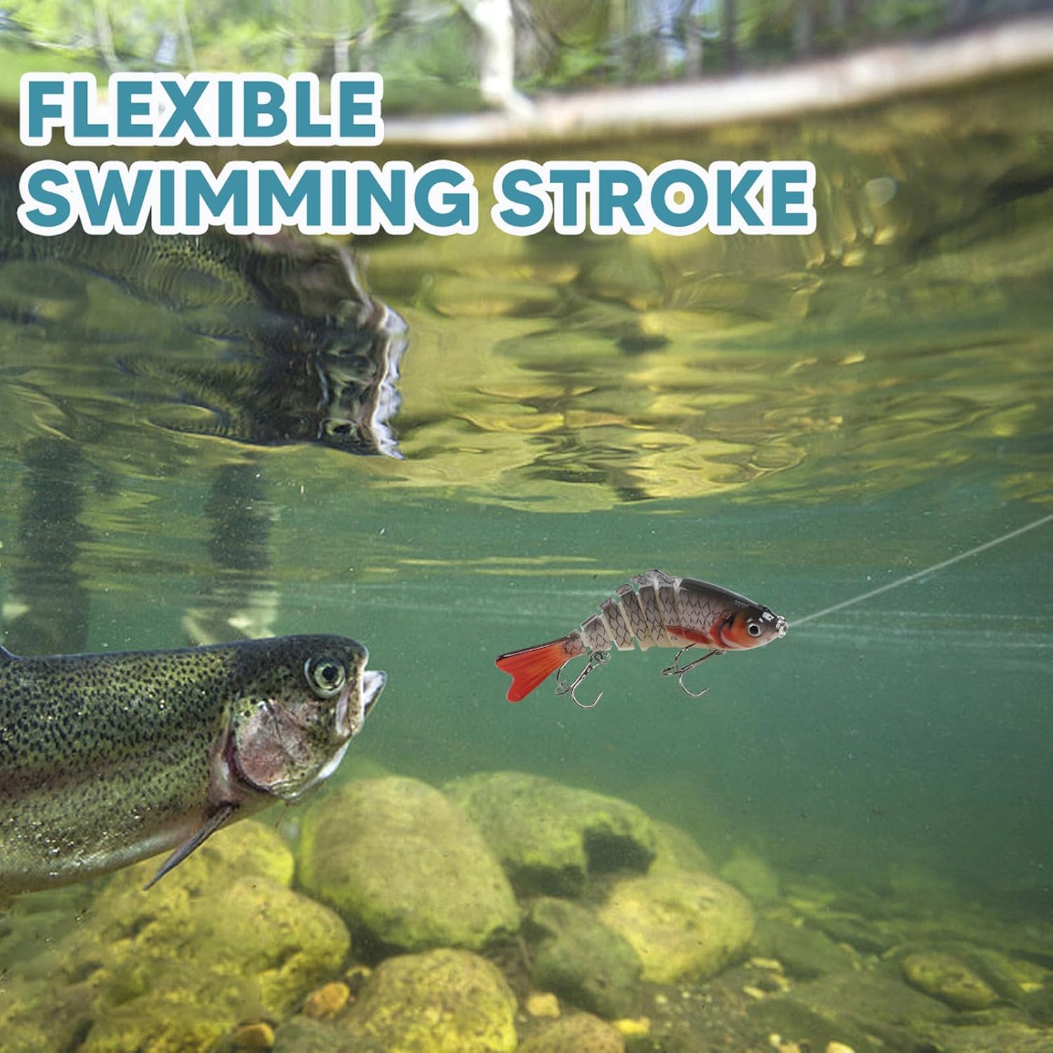 Skiennix Fishing Lures - 5pcs Segmented Multi-Jointed Swimbaits for Bass & Trout | Slow Sinking Bionic Hard Bait