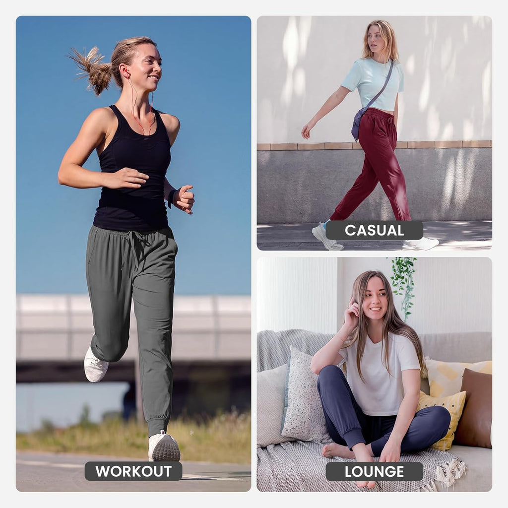 TNNZEET Women's Joggers - High Waisted Lightweight Athletic Pants with Pockets | Tapered Leg Design