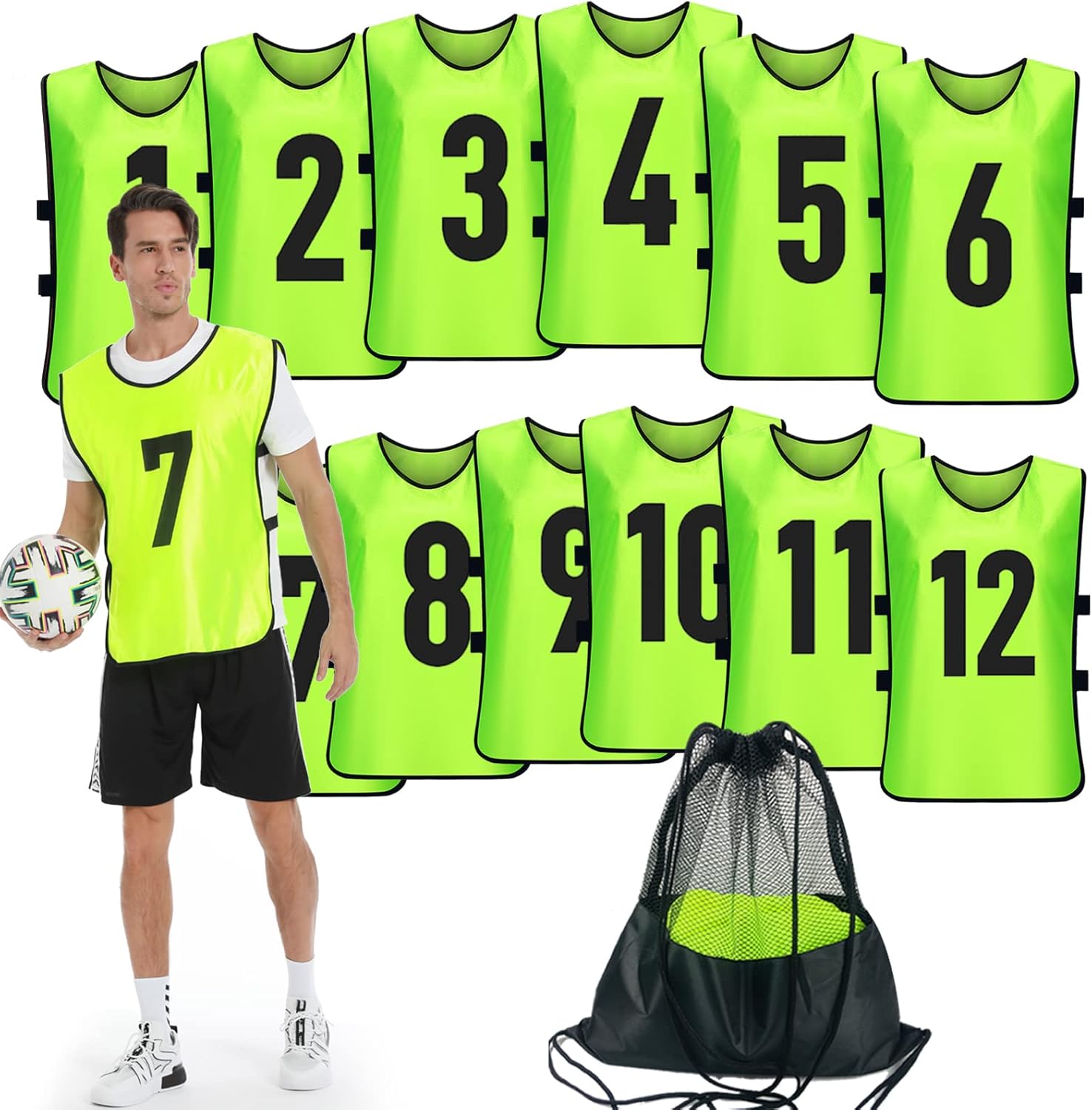 Scrimmage Training Vests by [Brand Name] - 12 Pack Team Sports Pinnies | Numbered Jerseys for Soccer