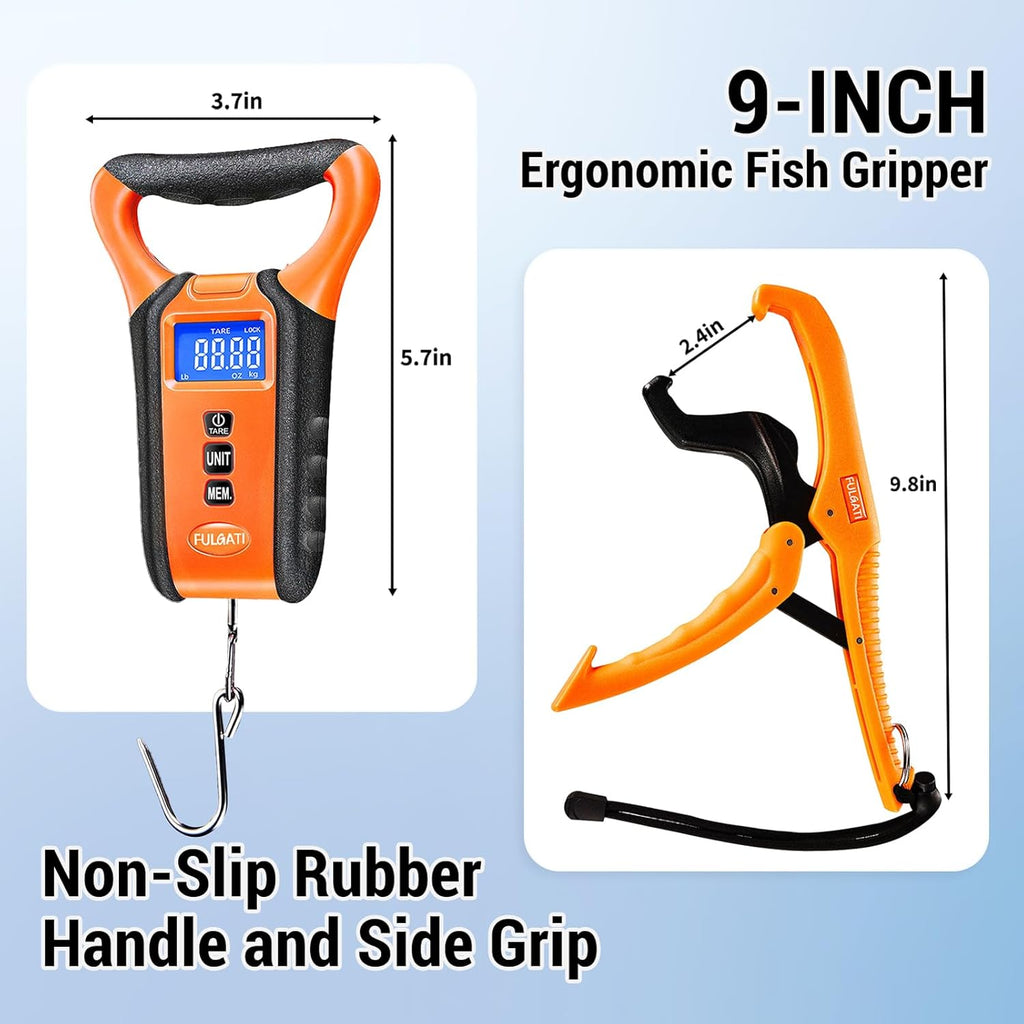 Skiennix Fish Scale - Waterproof Digital Weighing Scale with Backlit LCD Display, 110lb Capacity & Carry Case