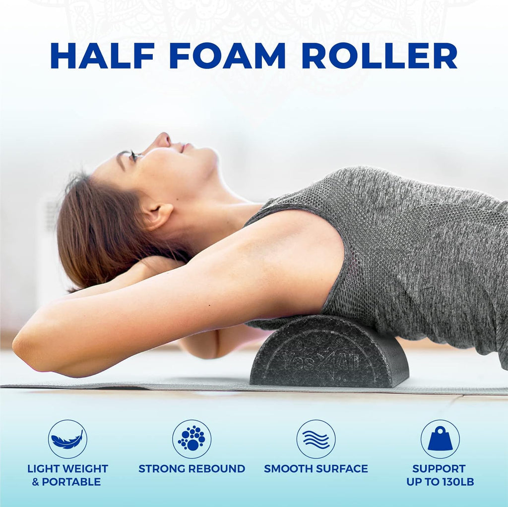 Yes4All High-Density EPP Half Round Foam Roller - Ideal for Yoga, Pilates & Stretching | 12-36 Inch Sizes