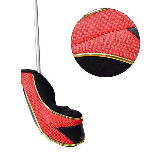 Andux 4Pcs/Set Gold Golf 460cc Driver Fairway Wood Club Head Covers Hook & Loop Red