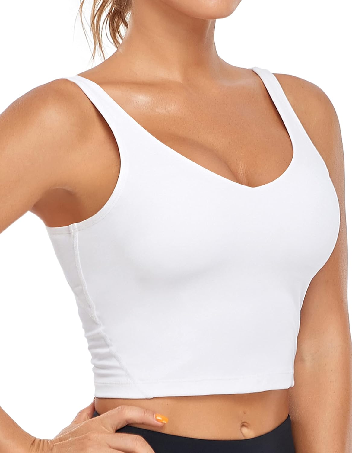 Oalka Sports Bra - Women's Longline Padded Crop Top for Yoga & Fitness | Comfortable Fit