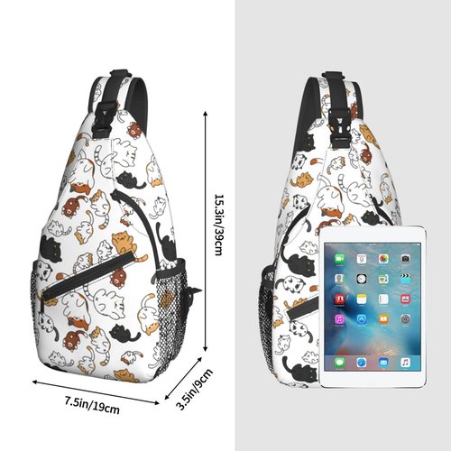 ASYG Funny Cute Cat Sling Backpack Cat Chest Bags Crossbody Animal Shoulder Bag for Men Women
