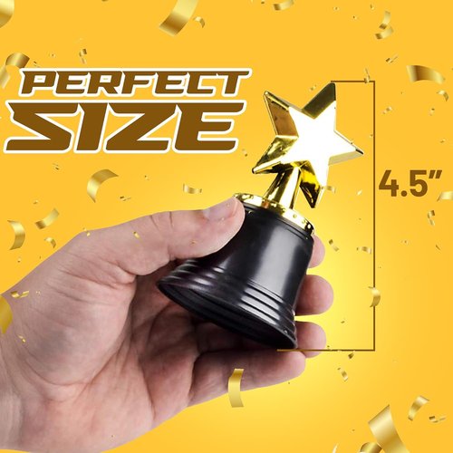 Bedwina Star Trophy Award - 4.5 Inch Gold Trophies | Pack of 12 for Kids & Adults, Perfect for Competitions and Events