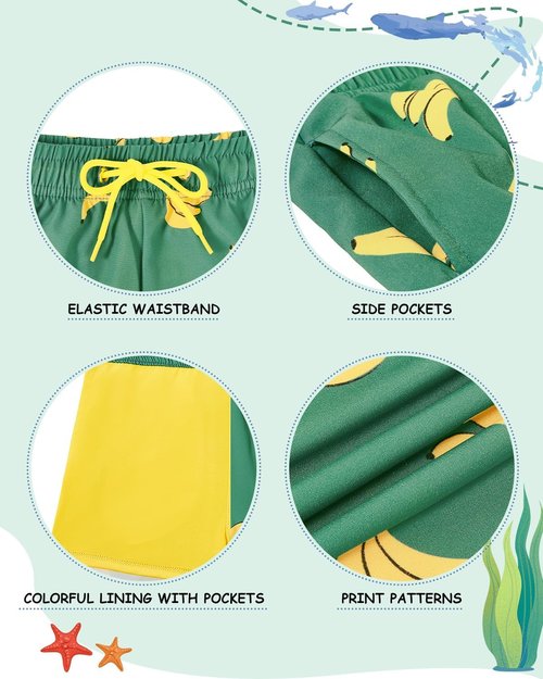 Century Star Boys Swim Trunks - Quick Dry Bathing Suit with Compression Liner | Sizes 7-14 Years