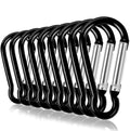 UPINS 100 Pcs Black Aluminum Keychain Carabiner Spring Clip D Shape Hook Durable Sport Accessories