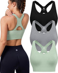 Evercute High Support Racerback Sports Bras for Women - 3 Pack Seamless Padded Yoga Bras