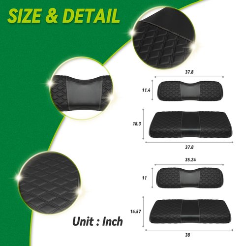 YUWEIDG0769 Golf Cart Seat Cover for Club Car DS, Club Car DS Seat Covers, Universal Replace Front and Rear Seat Cushions DS,Multiple Colors,Durable Vinyl,Easy to Install - No Need Nail
