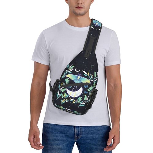 BCQJNB Witchy Moon Goth Mushroom Sling Backpack Crossbody Shoulder Bag Travel Hiking Daypack Gifts