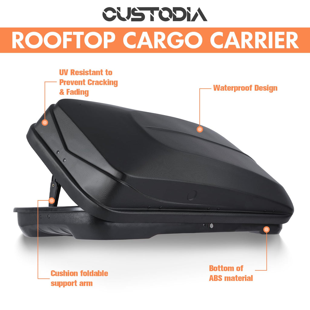 QUAWIP Rooftop Cargo Box,Rooftop Cargo Carrier Hard Shell with Security Keys, Waterproof Heavy Duty Roof Cargo Box, 56 (L) x 30 (W) x 15(H) Inches 13 Cubic Feet (Tool-Free Install) 3D Diamond Black