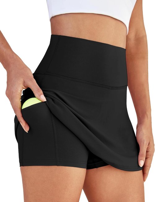 DLOODA Women's Tennis Skort - High Waisted Athletic Skirt with Pocket for Golf & Summer Workouts