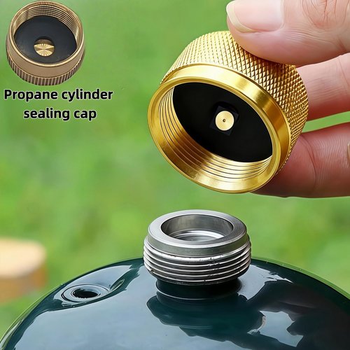 Shrandi Propane Refill Adapter with Valve and Gauge, Fill 1 lb Bottles from 20lb Tank, 90-Degree Elbow Design, Solid Brass Fits QCC1/Type1 to 1 lb Disposable Cylinders, Includes Sealing Tape