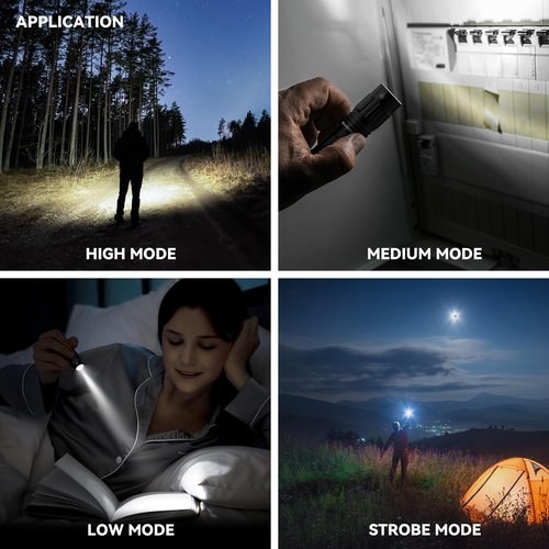 Guardtier M70E Dual-Power Pocket Flashlight - 500LM Rechargeable EDC Light with Clip, 4 Modes for Camping & Everyday Carry