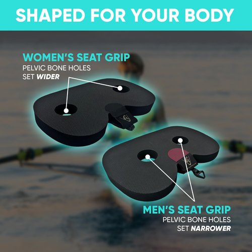 Godfrey Booster Rowing Boat Seat Pad for Men - Anti-Slip Rower Pad for in-Boat, Concept2, Water Rowers & Rowing Machines -with Clip