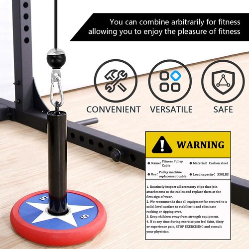 Favuit Fitness Pulley Cable, Gym Replacement Cable, Heavy Duty Steel Wire Rope, Black, 98IN