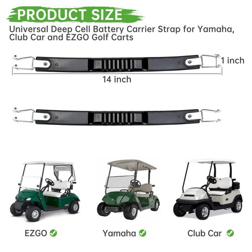 10L0L Golf Cart Battery Lifting Strap Works for Trojan Deep Cell Batteries, Universal Deep Cell Battery Carrier Strap for Yamaha, Club Car and EZGO Golf Carts (2 Piece)