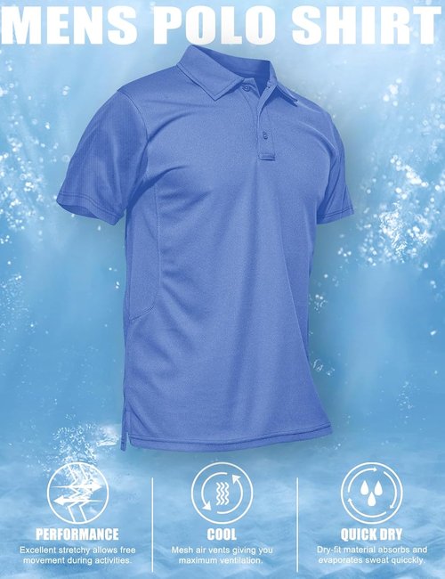MAGCOMSEN Men's Quick Dry Polo Shirt - Performance Tactical Short Sleeve Golf Jersey