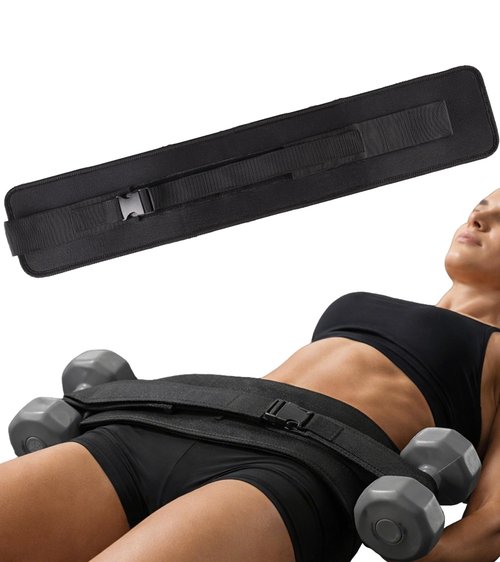 Hip Thrust Belt for Dumbbells, Kettlebells & Plates, Adjustable Booty Belt with Slip-Resistant Padding, Comfortable Glute Bridge Weight Belt for Home & Gym Workouts (Black)