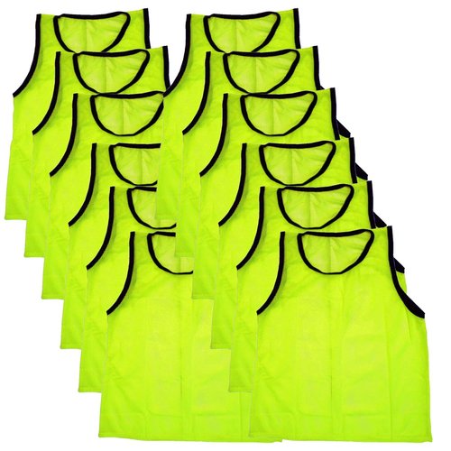 BlueDot Trading Youth Nylon Mesh Scrimmage Training Pinnie Vest for team practice for all kinds of sports soccer, football, basketball, Lacrosse, Yellow, 12 Pack