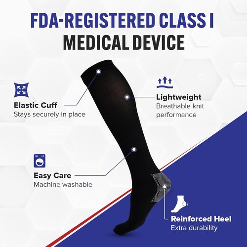 American Hospital Supply - Knee High Compression Socks - 15-20 mmHg, Black, Medium | Lightweight Medical Stockings, 3 Pairs