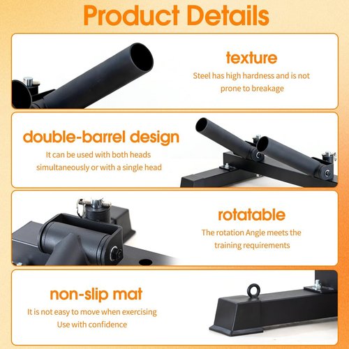 Landmine Base Gym Equipment - Dual & Single Head, 360° Rotating T-Bar Row Attachment for Barbell - Compact Design for Home Workouts