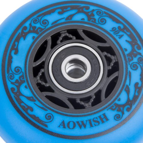 AOWISH 68mm 90a Ripster Wheels w/Bearings ABEC-9 for Mini Ripstik, Ripstick Mini, 2-Wheeled Caster Board, Carving Casterboard, Wave Board, Rolling Luggage (Set of 2) (Blue)