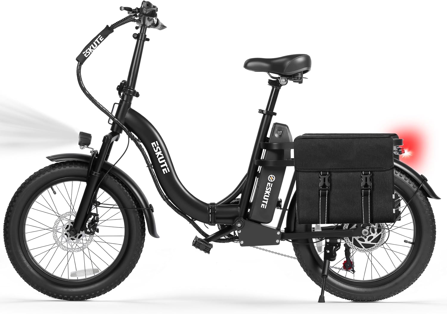Skiennix 1200W Peak Folding Electric Bike - 28MPH Speed, 55-Mile Range, 20"x3" Fat Tires, 7-Speed Commuter Ebike