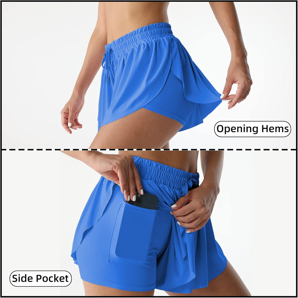 Skiennix Flowy Athletic Shorts - 2-in-1 Double Layer Quick-Drying Comfort for Women | Perfect for Running & Tennis