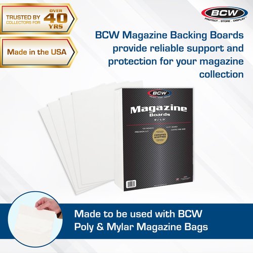 BCW Magazine Backing Boards 8.5 x 11 – 200 Pack | Acid-Free for Archival Storage, Fabric Crafts & Mailing Protection | Precision Cut Magazine Backer Boards