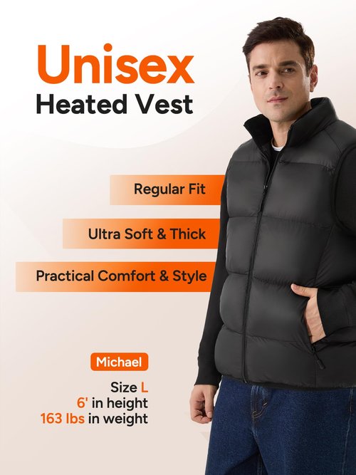 DR.PREPARE Heated Vest with Battery Pack, Unisex Electric Heated Jacket for Men Women, 3 Heat Levels, 10 Heating Zones with 16000mAh Power Bank, 2XL