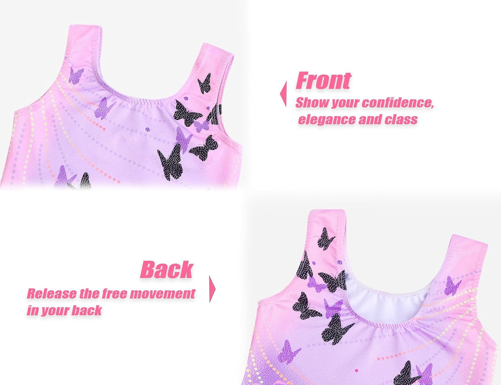 Regine Switzerland Gymnastics Leotards for Girls - Shiny 2-Piece Sleeveless Set with Shorts (Ages 4-12)