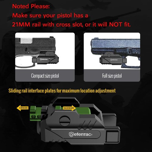 Defentac Laser Sight for Pistol/Handgun, Magnetic Rechargeable Beams for Guns W/a Rail, Compatible with Taurus G2C G3 G3C