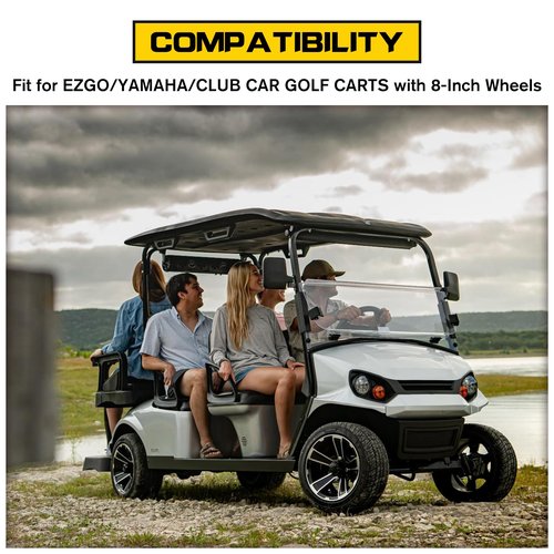 8 Inch Golf Cart Hub Caps Wheel Covers for EZGO Yamaha Club Car Accessories, 4PCS Snap-On Plastic Hubcaps Chrome Finish 8" Wheel Covers Rim Cover Tire Hub Cap Hubcap Golf Cart, Matte Black