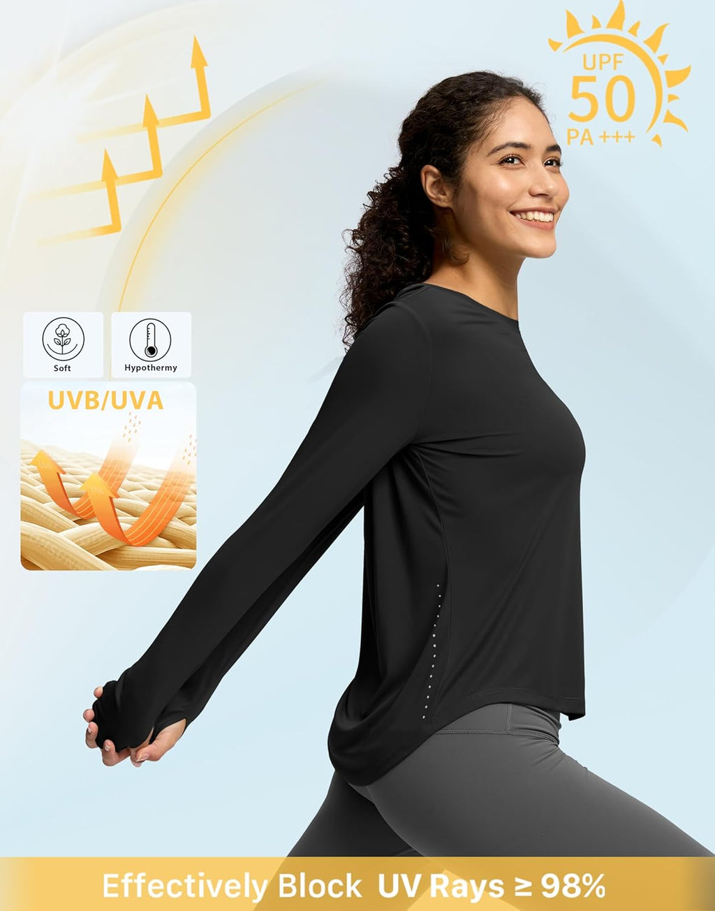 Soothfeel Lightweight Long Sleeve Workout Tops - Women's Athletic Sun Protection Tees | Moisture-Wicking UPF 50+