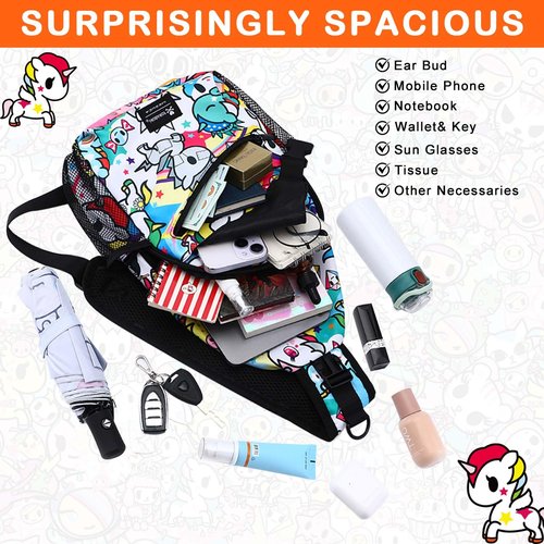 tokidoki Small Sling Bag for Women, Crossbody backpack Chest Bags Sling Daypack Fanny Pack Outdoors Hiking Traveling(Colorful)