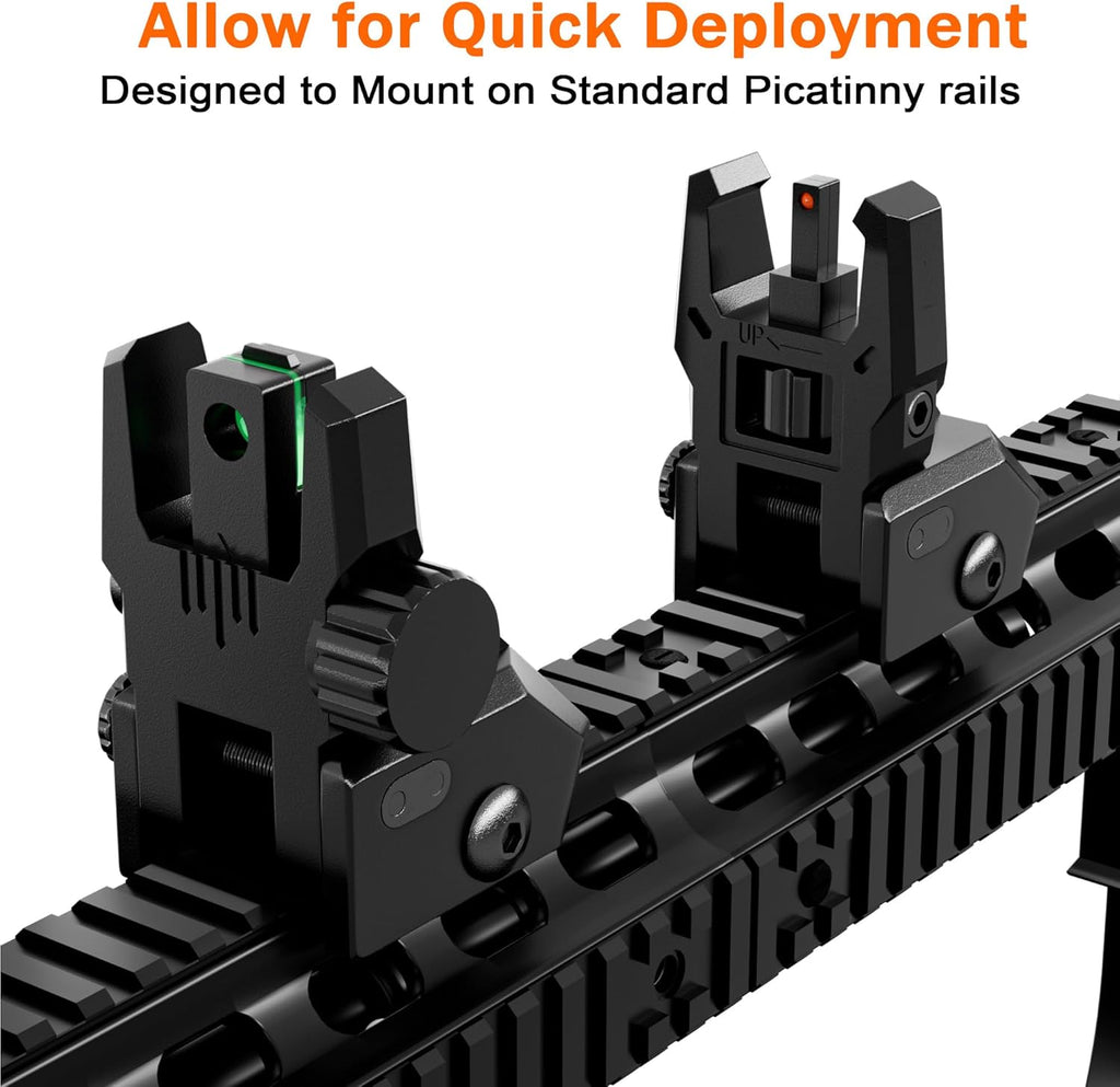 Skiennix Fiber Optic Sights - Adjustable Flip-Up Front & Rear Sights with Red/Green Dots | Tool-Free Setup