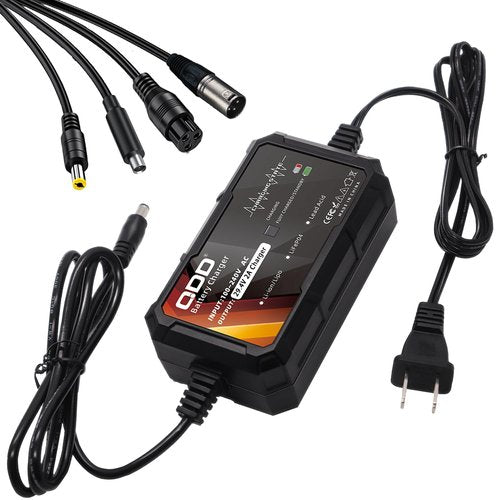 QDD 29.4V 2A Charger for 7S 25.9V Lithium Battery Pack with DC 5.5x2.1mm and Connection Interface Conversion 3P-XLR/ 3P-GX16/1-Prong RCA/DC 5.5x2.5mm