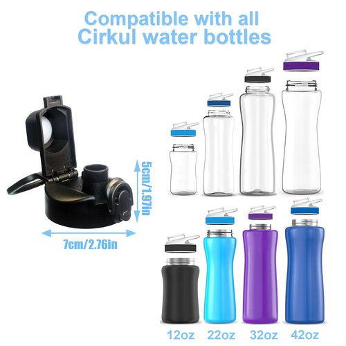 Lid for Cirkul Water Bottle - Auto Flip Lid for Hydro Flask Wide Mouth 12-64oz, Replacement Compatible with Cirkul, Hydroflask, Simple Modern, Iron Flask & Others, Nozzle with Button Lock (2)