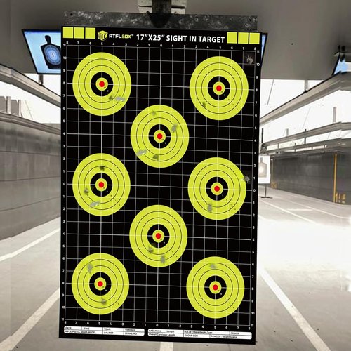 Atflbox High Visibility Bullseye Shooting Targets - 17x25 Inch Paper Targets for Handgun, Rifle, Airgun
